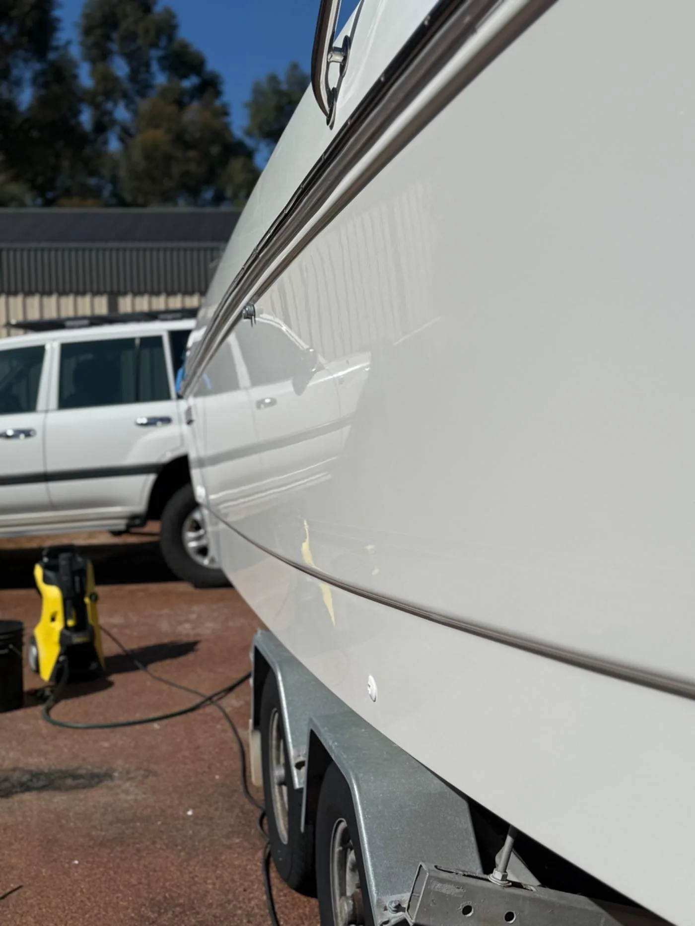 After hull polish Perth — mirror gloss gelcoat restored by Perth Boat Detailing Co